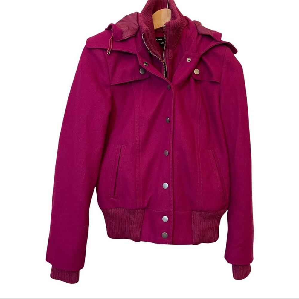 New York & Company Wool Pink Jacket Hood 4 Womens